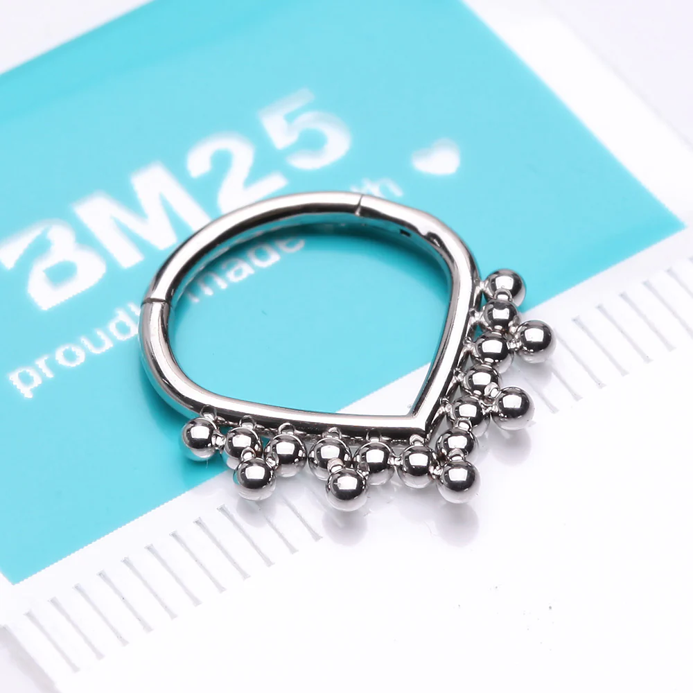 Bali Beads Chevron Teardrop Seamless Clicker Hoop Ring - Image 3