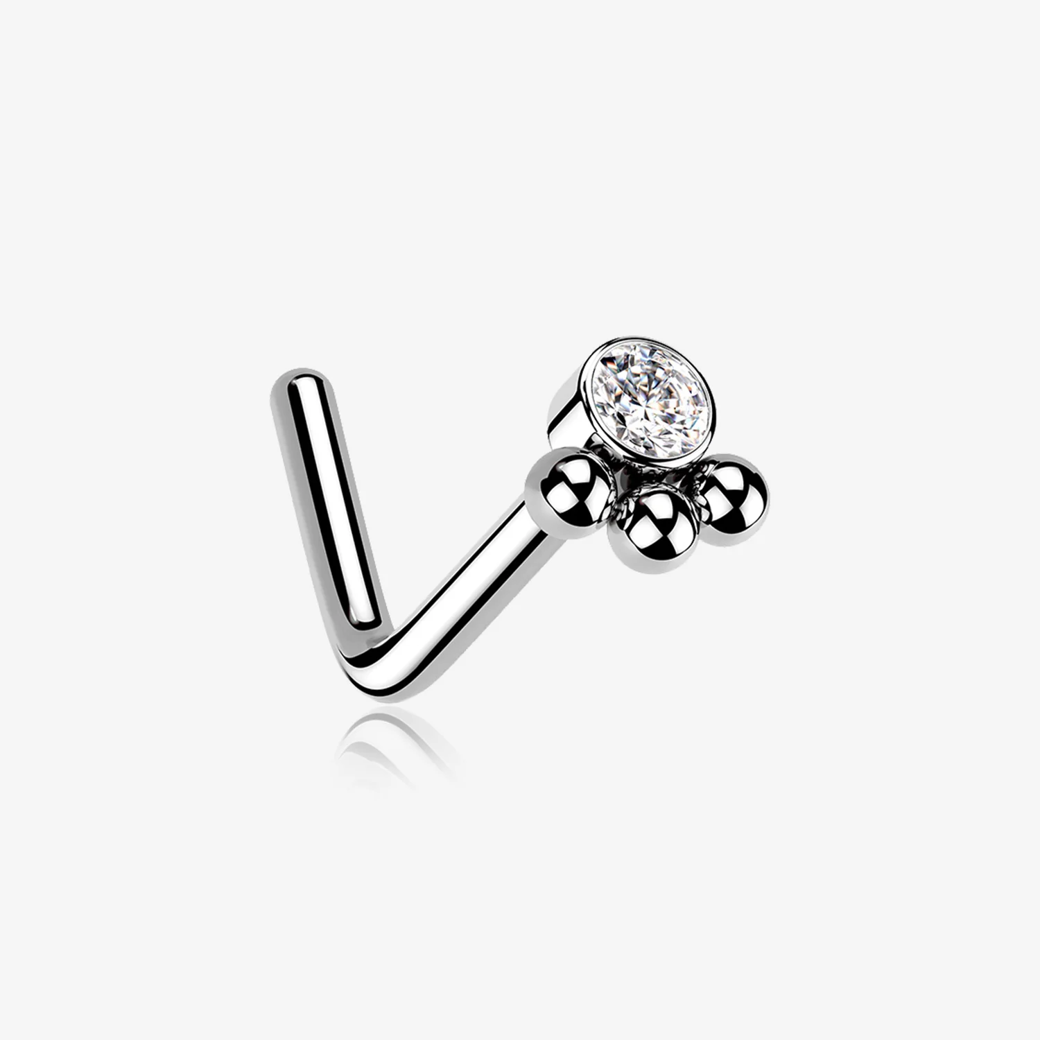 Bali Beads Sparkle Steel L-Shaped Nose Ring