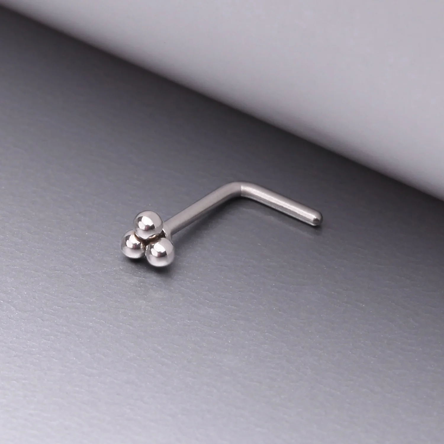Bali Beads Trinity Steel L-Shaped Nose Ring - Image 2