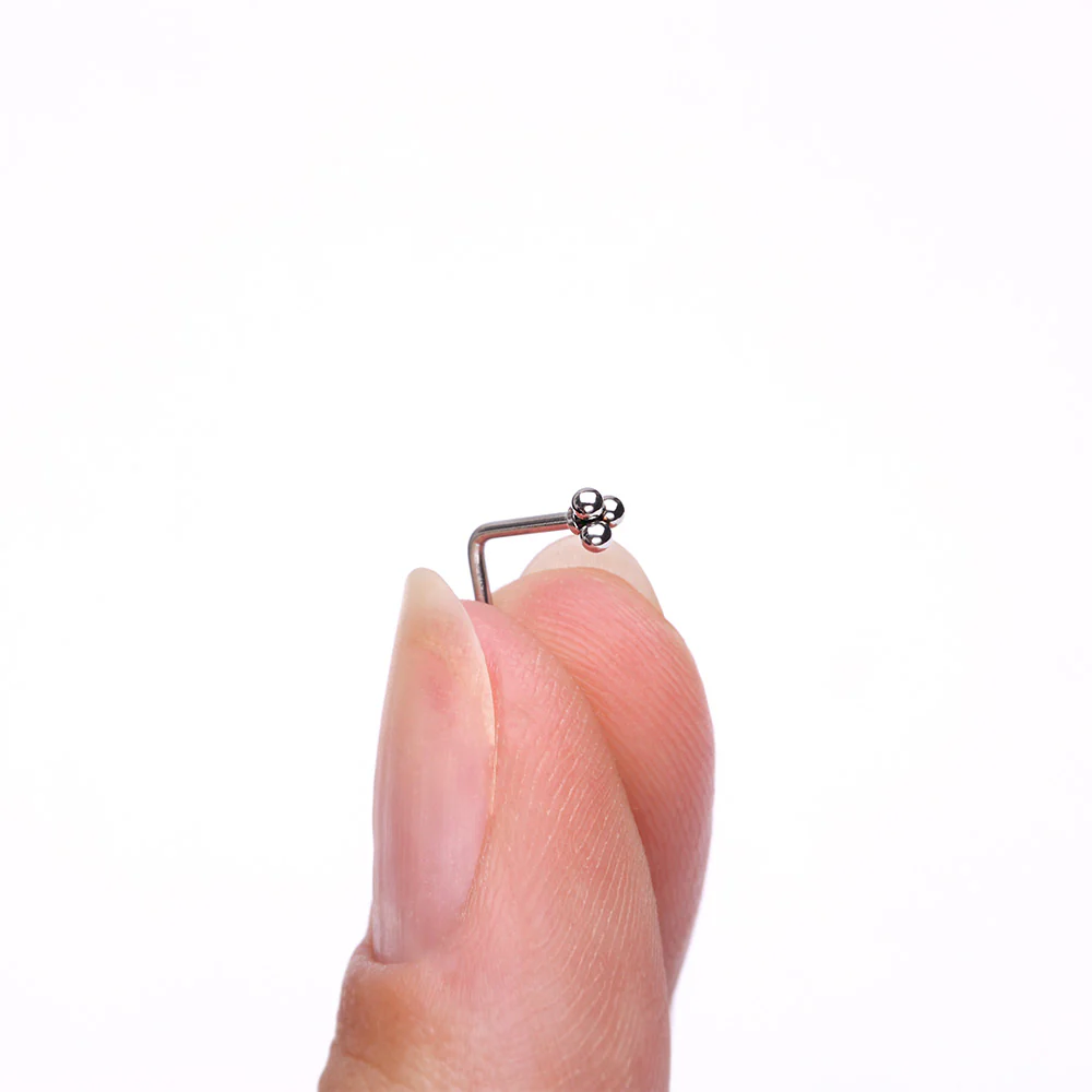 Bali Beads Trinity Steel L-Shaped Nose Ring - Image 3