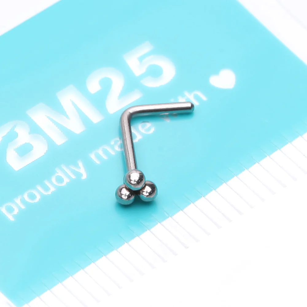 Bali Beads Trinity Steel L-Shaped Nose Ring - Image 4