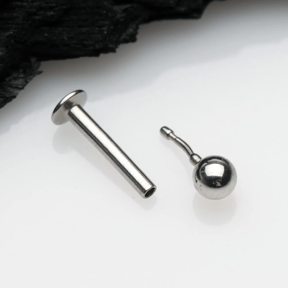 Basic Ball Top Threadless Push-In Steel Labret - Image 3