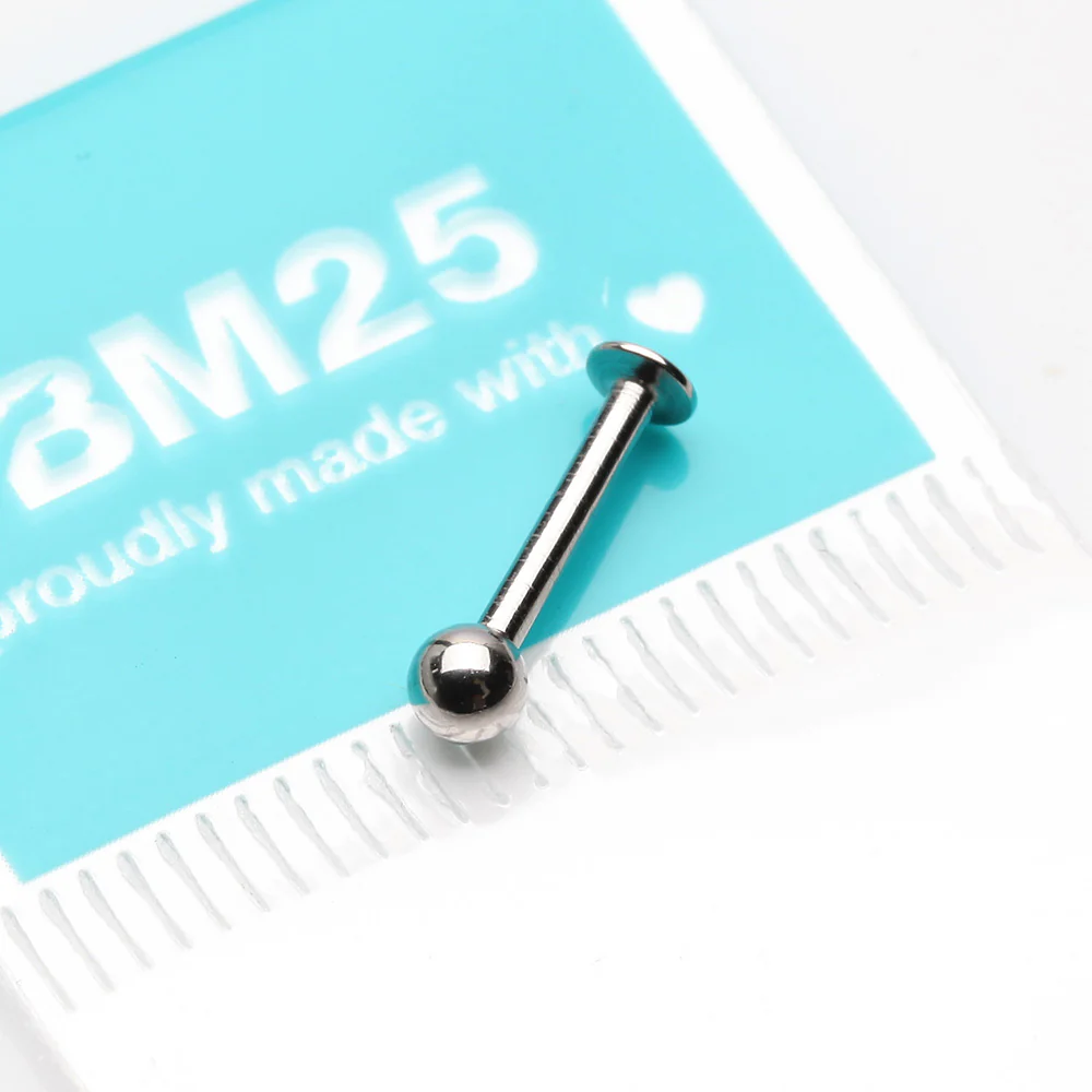 Basic Ball Top Threadless Push-In Steel Labret - Image 4