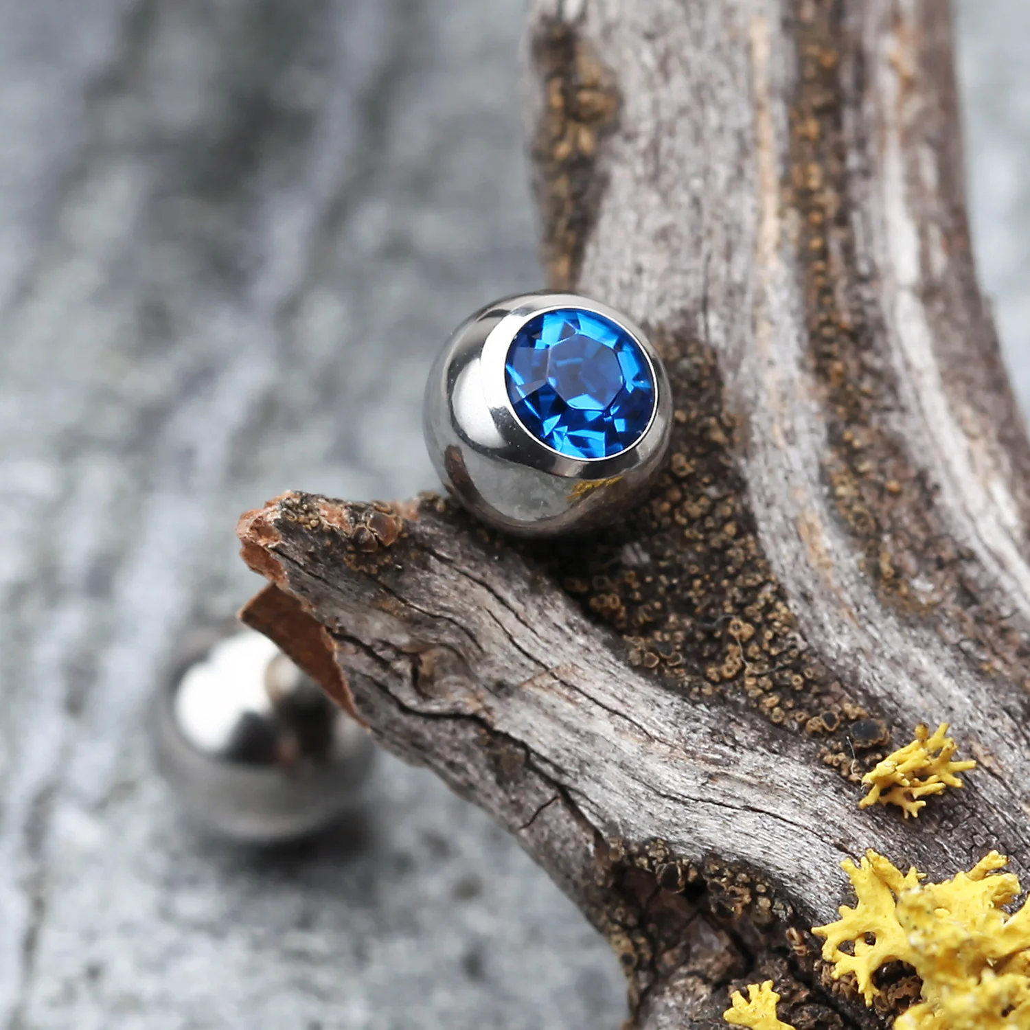 Basic Gem Ball Steel Barbell Tongue Ring - Image 2