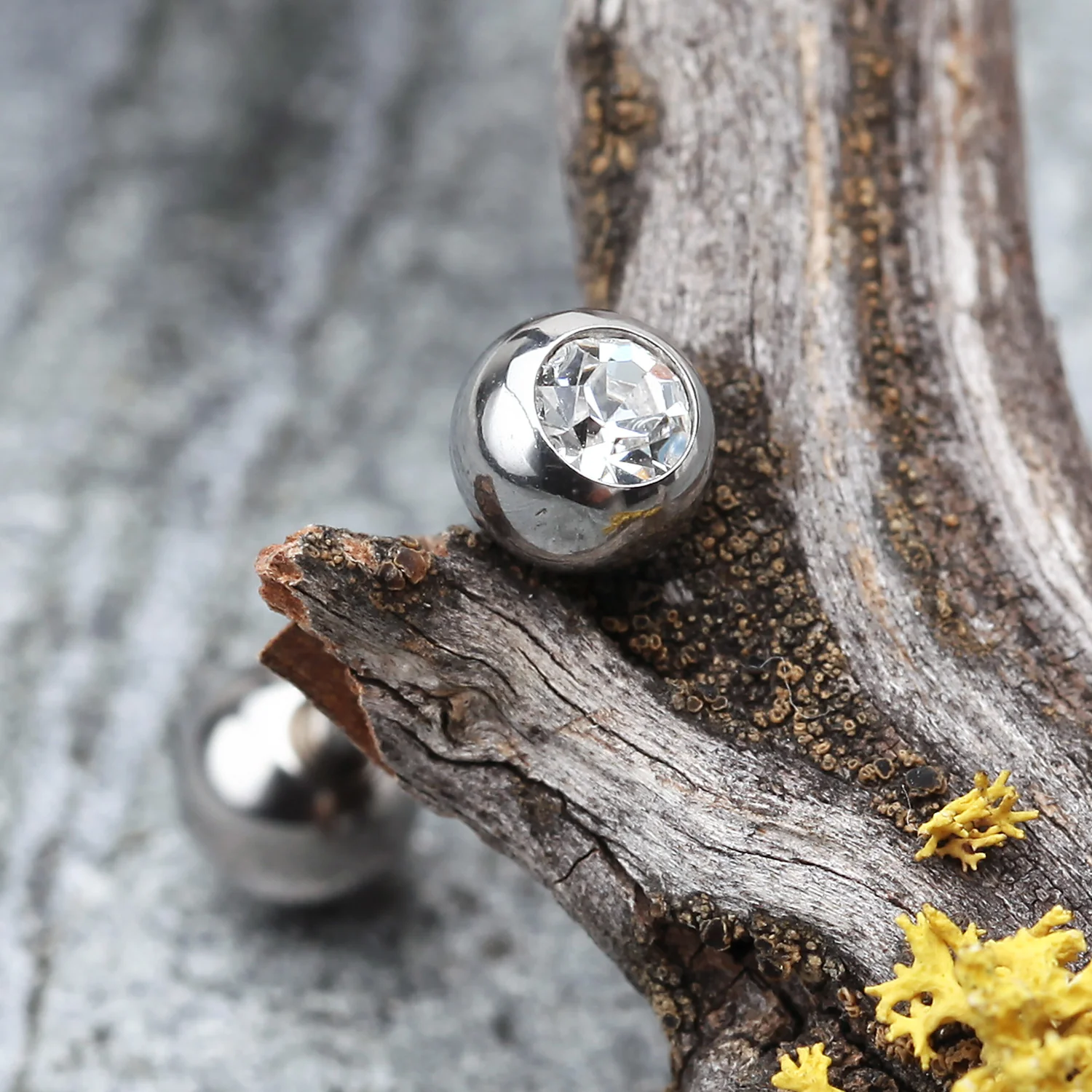 Basic Gem Ball Steel Barbell Tongue Ring - Image 2
