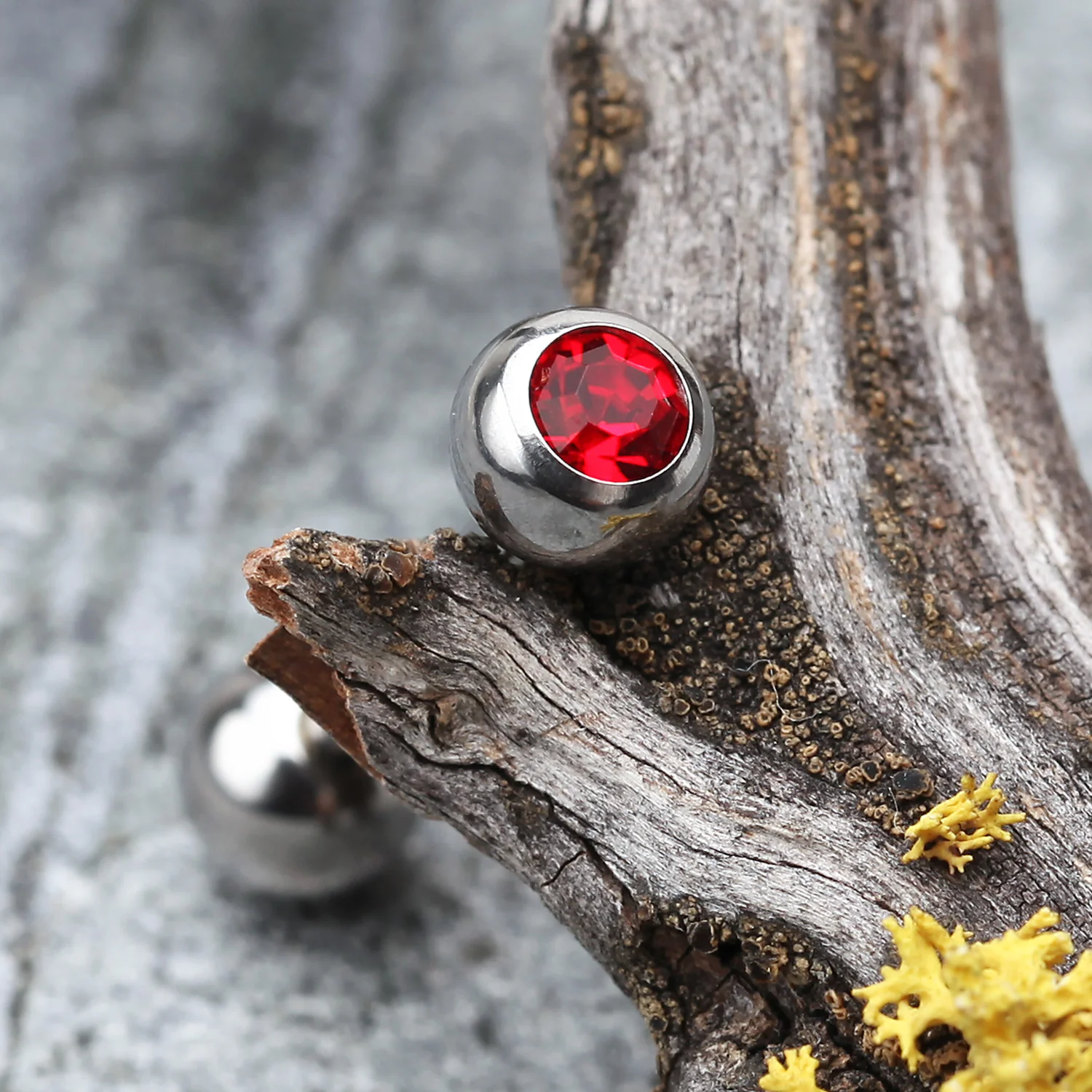 Basic Gem Ball Steel Barbell Tongue Ring - Image 2