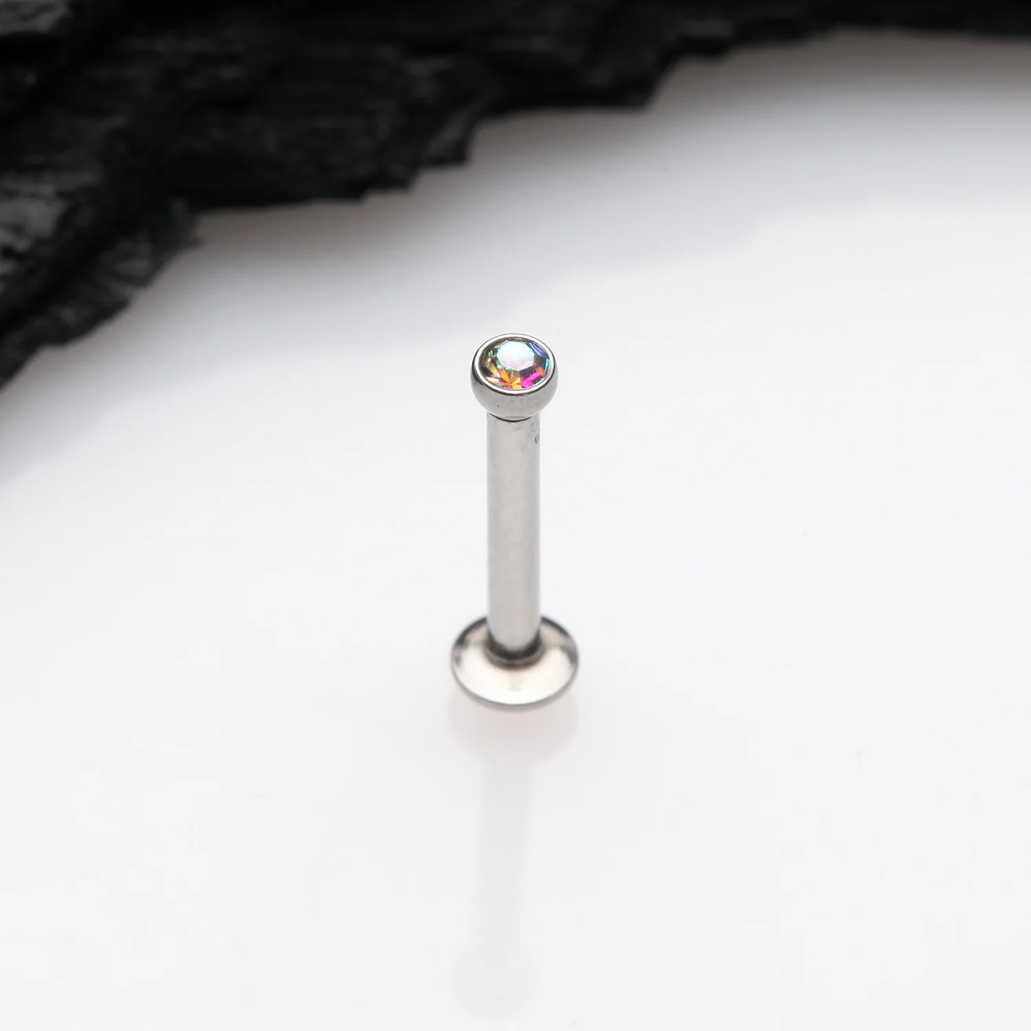 Basic Gem Ball Top Threadless Push-In Steel Labret - Image 2