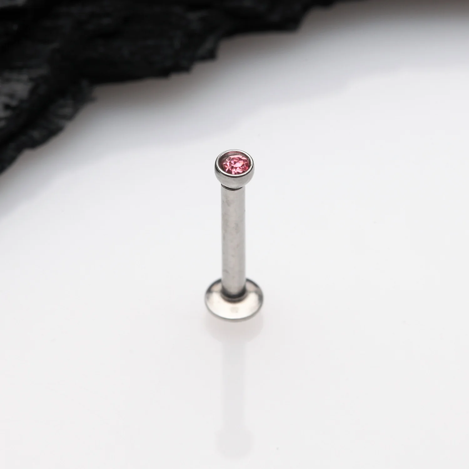 Basic Gem Ball Top Threadless Push-In Steel Labret - Image 2