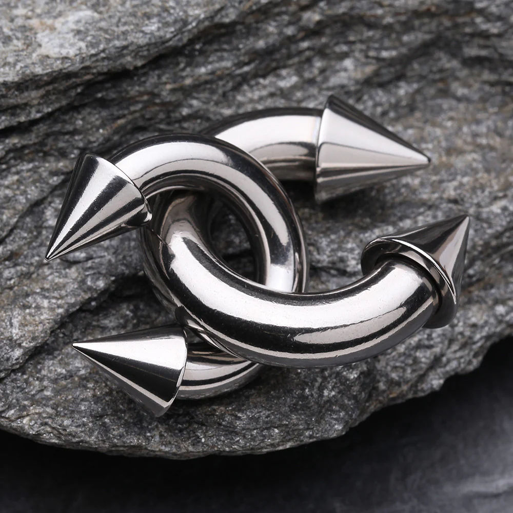 Basic Spike Top Steel Horseshoe Circular Barbell - Image 3