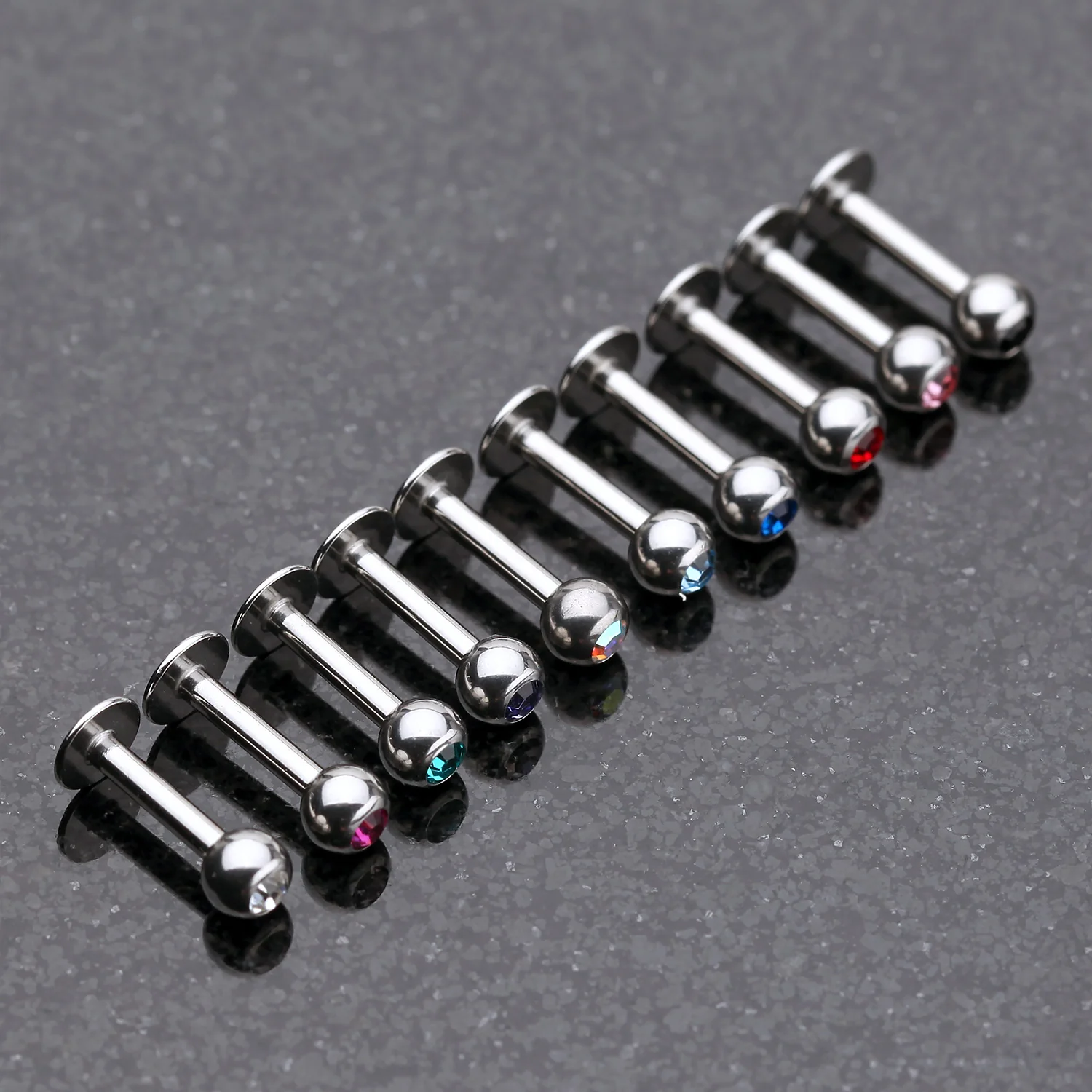 Basic Steel Gem Ball Labret - Image 2