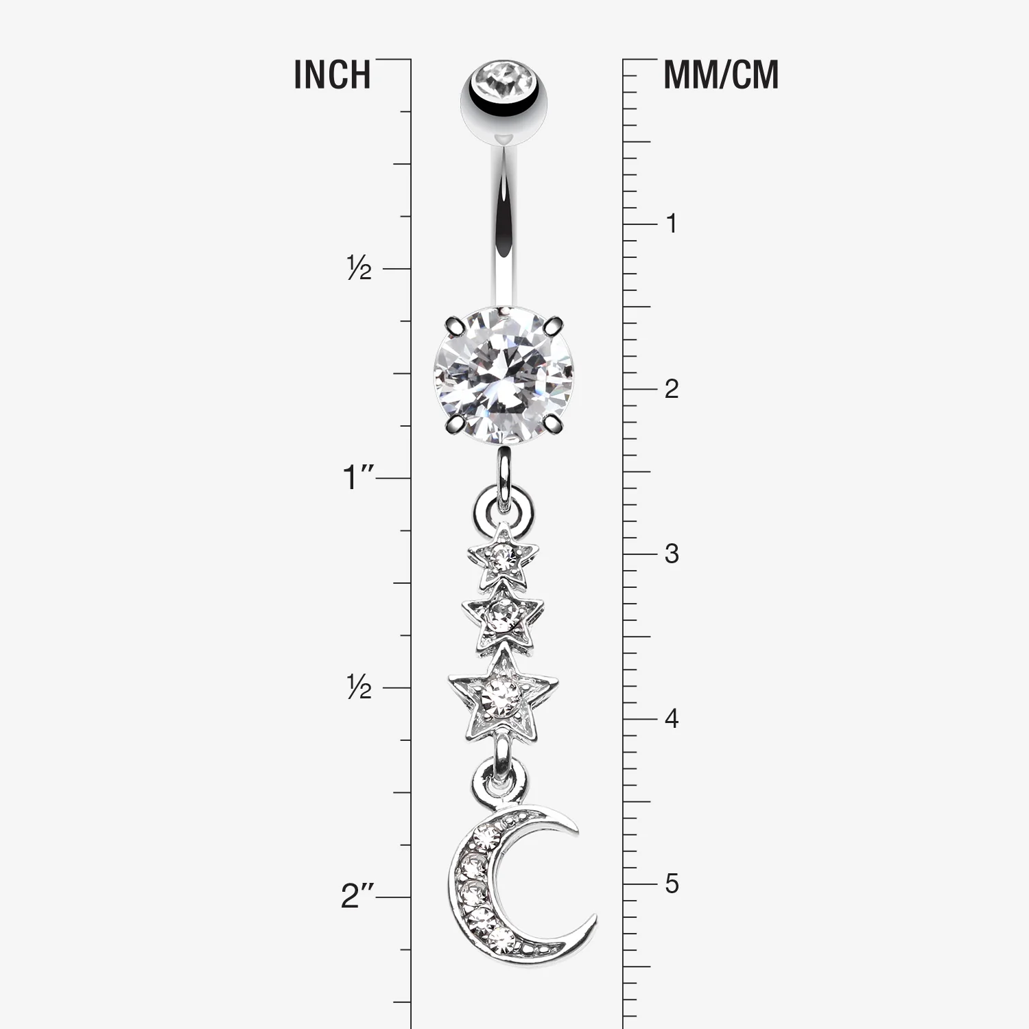 Beaming Stars and Moon Belly Button Ring - Image 2