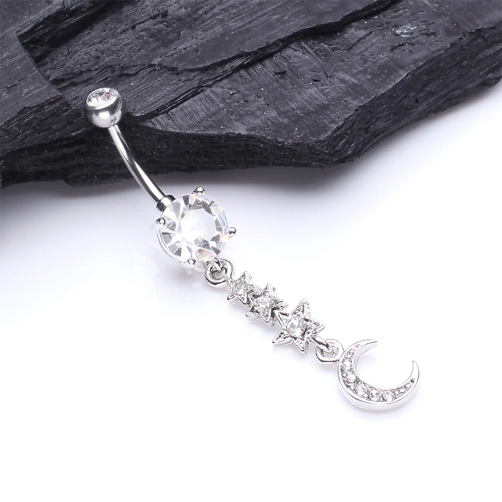 Beaming Stars and Moon Belly Button Ring - Image 3