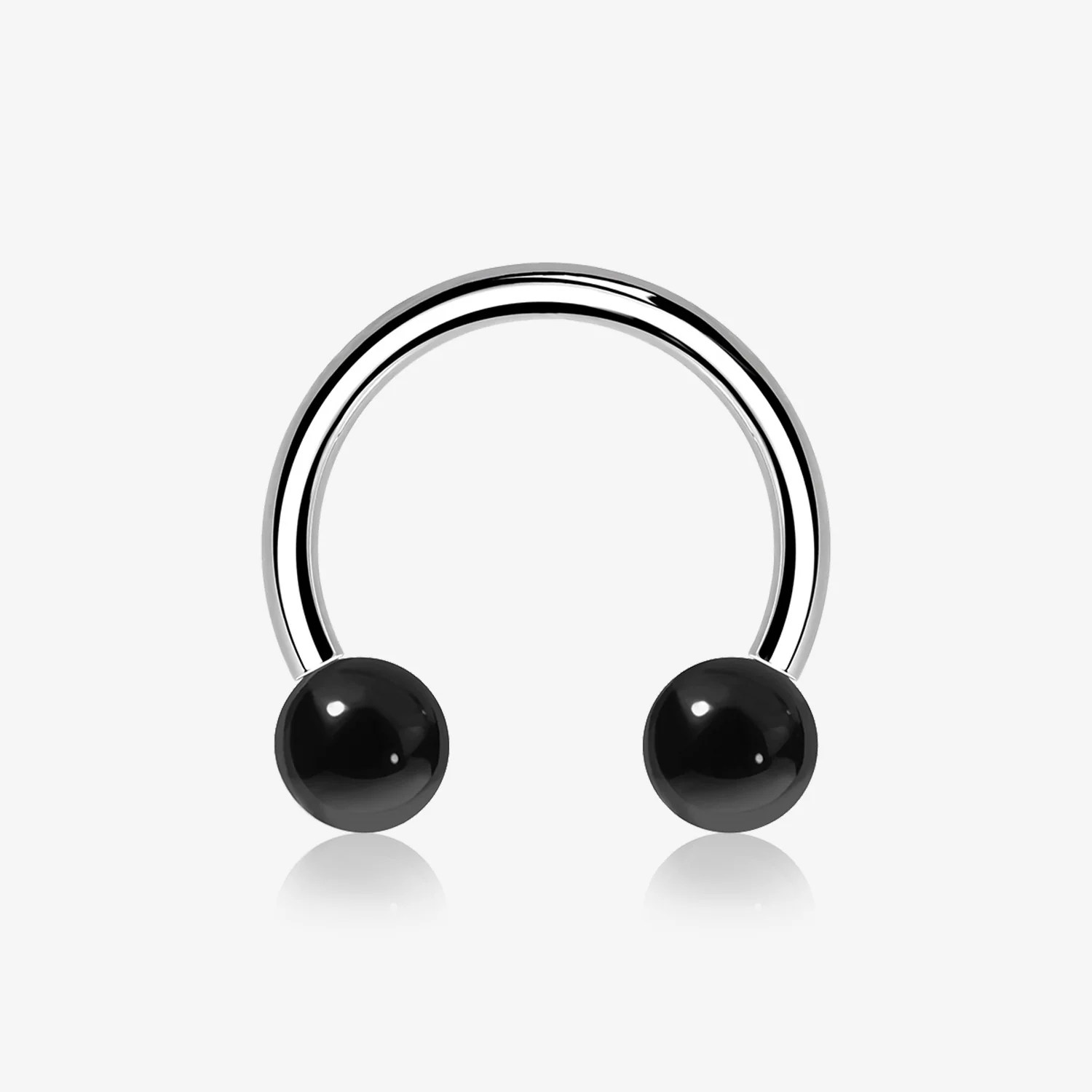 Black Agate Stone Ball Ends Steel Horseshoe Circular Barbell