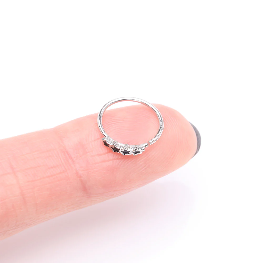 Black Stars Infinite Steel Bendable Hoop Ring - Image 3
