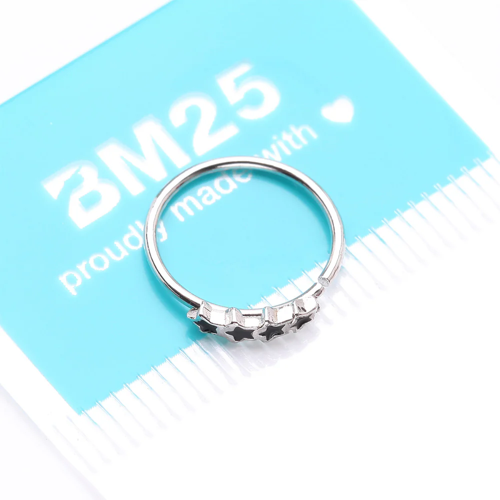 Black Stars Infinite Steel Bendable Hoop Ring - Image 4