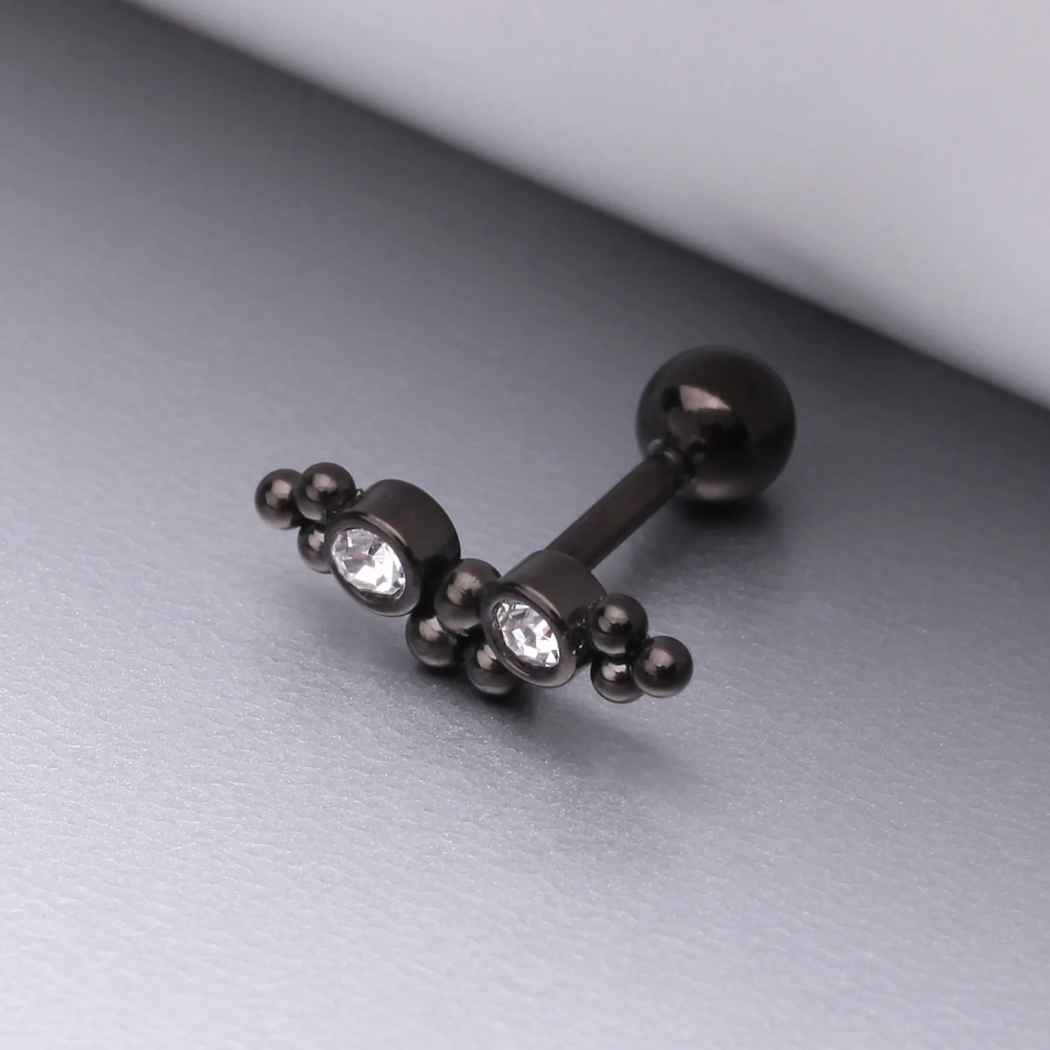Blackline Bali Beads Arch Sparkle Cartilage Tragus Barbell Stud - Image 2