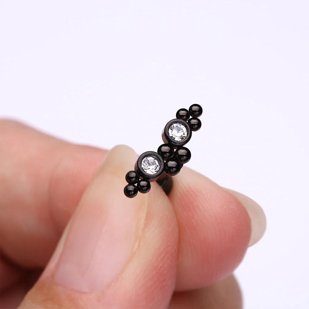 Blackline Bali Beads Arch Sparkle Cartilage Tragus Barbell Stud - Image 3