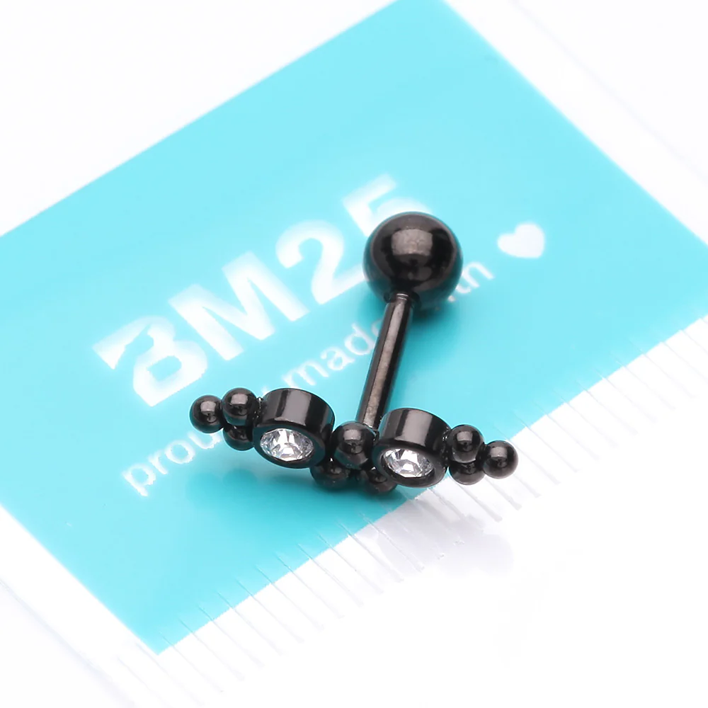 Blackline Bali Beads Arch Sparkle Cartilage Tragus Barbell Stud - Image 4