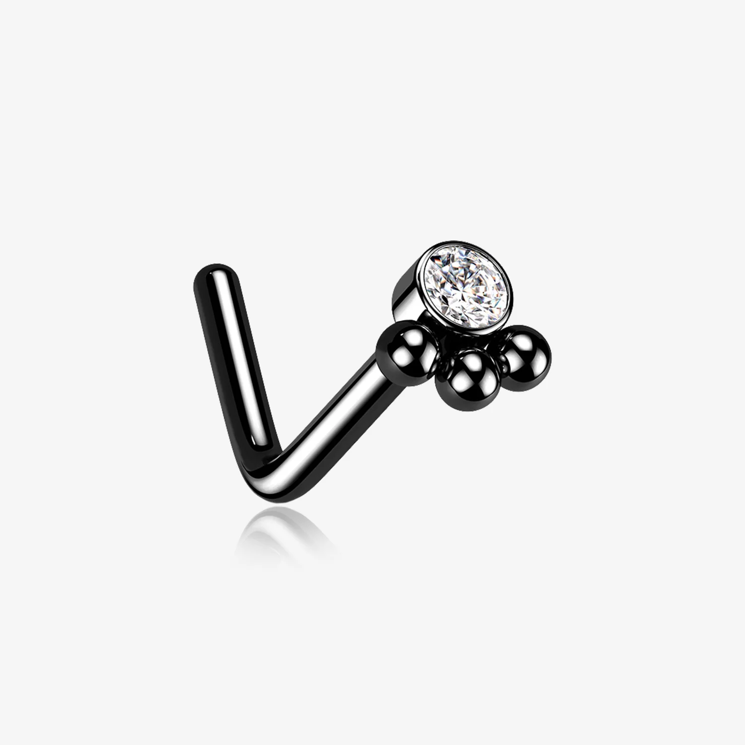 Blackline Bali Beads Sparkle Steel L-Shaped Nose Ring