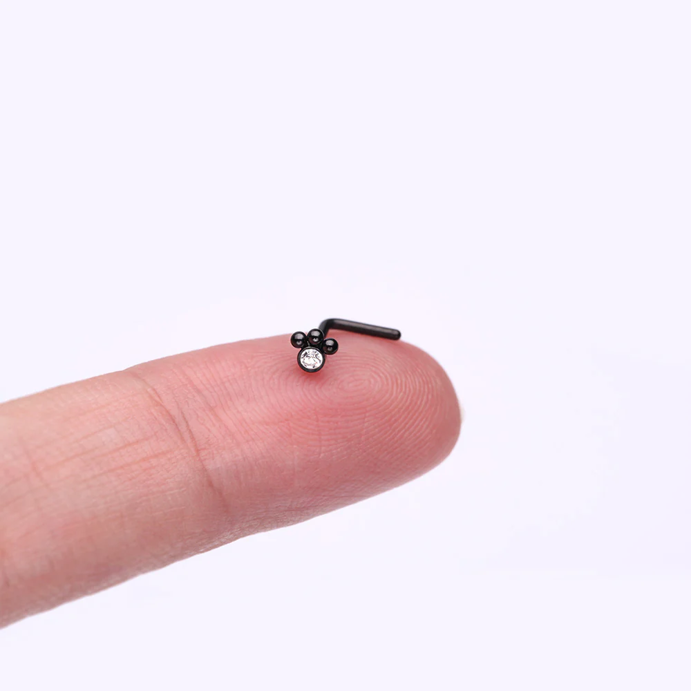 Blackline Bali Beads Sparkle Steel L-Shaped Nose Ring - Image 3