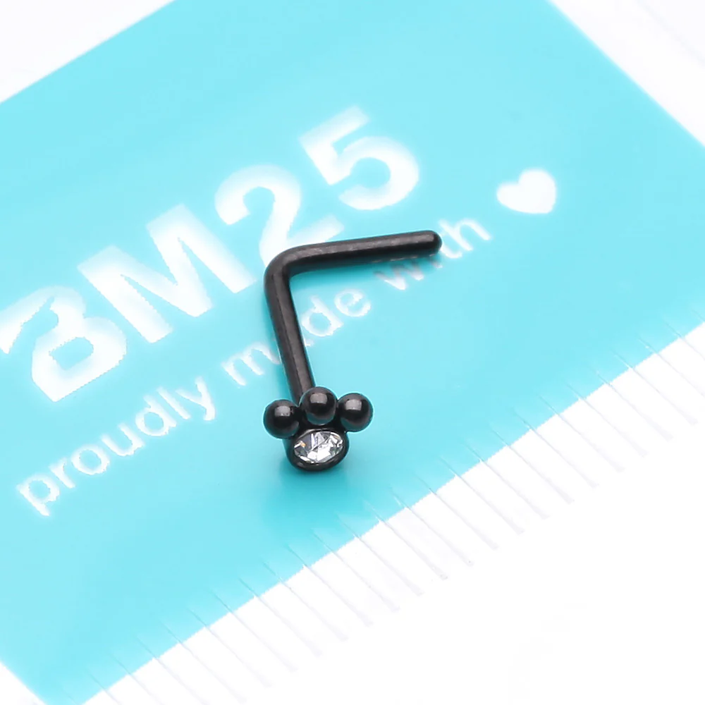 Blackline Bali Beads Sparkle Steel L-Shaped Nose Ring - Image 4