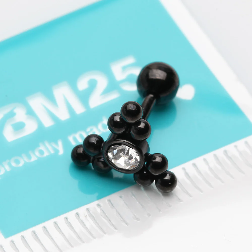 Blackline Bali Beads Triangle Sparkle Cartilage Tragus Barbell Earring - Image 3