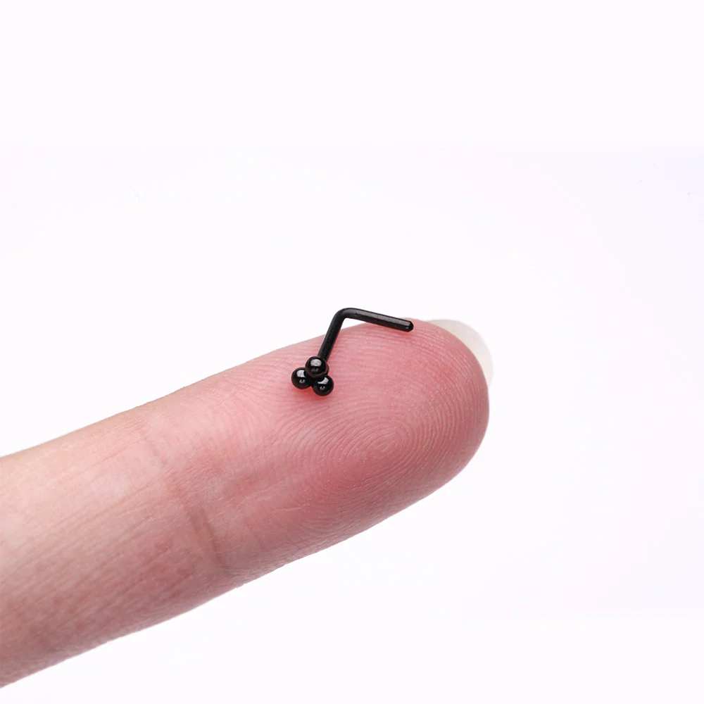 Blackline Bali Beads Trinity Steel L-Shaped Nose Ring - Image 3
