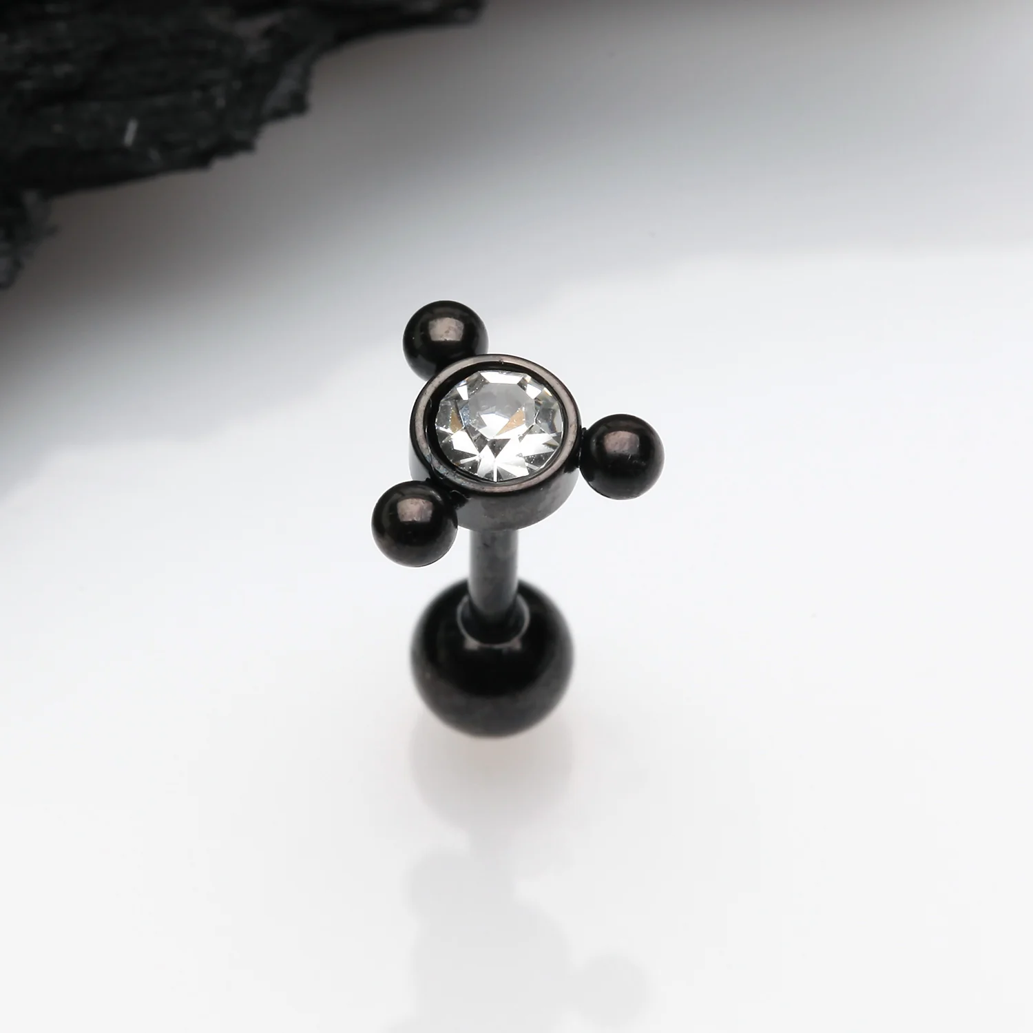 Blackline Bali Beads Trio Sparkle Cartilage Tragus Barbell Earring - Image 2
