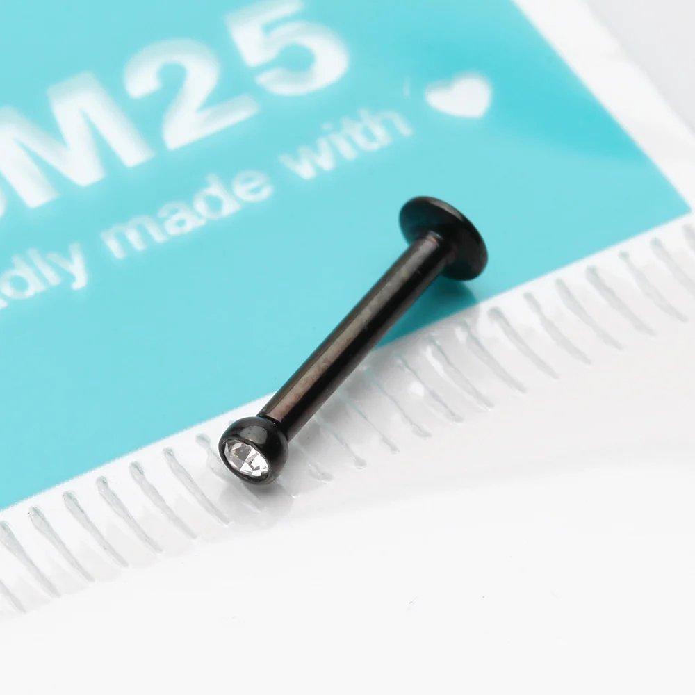 Blackline Basic Gem Ball Top Threadless Push-In Steel Labret - Image 4
