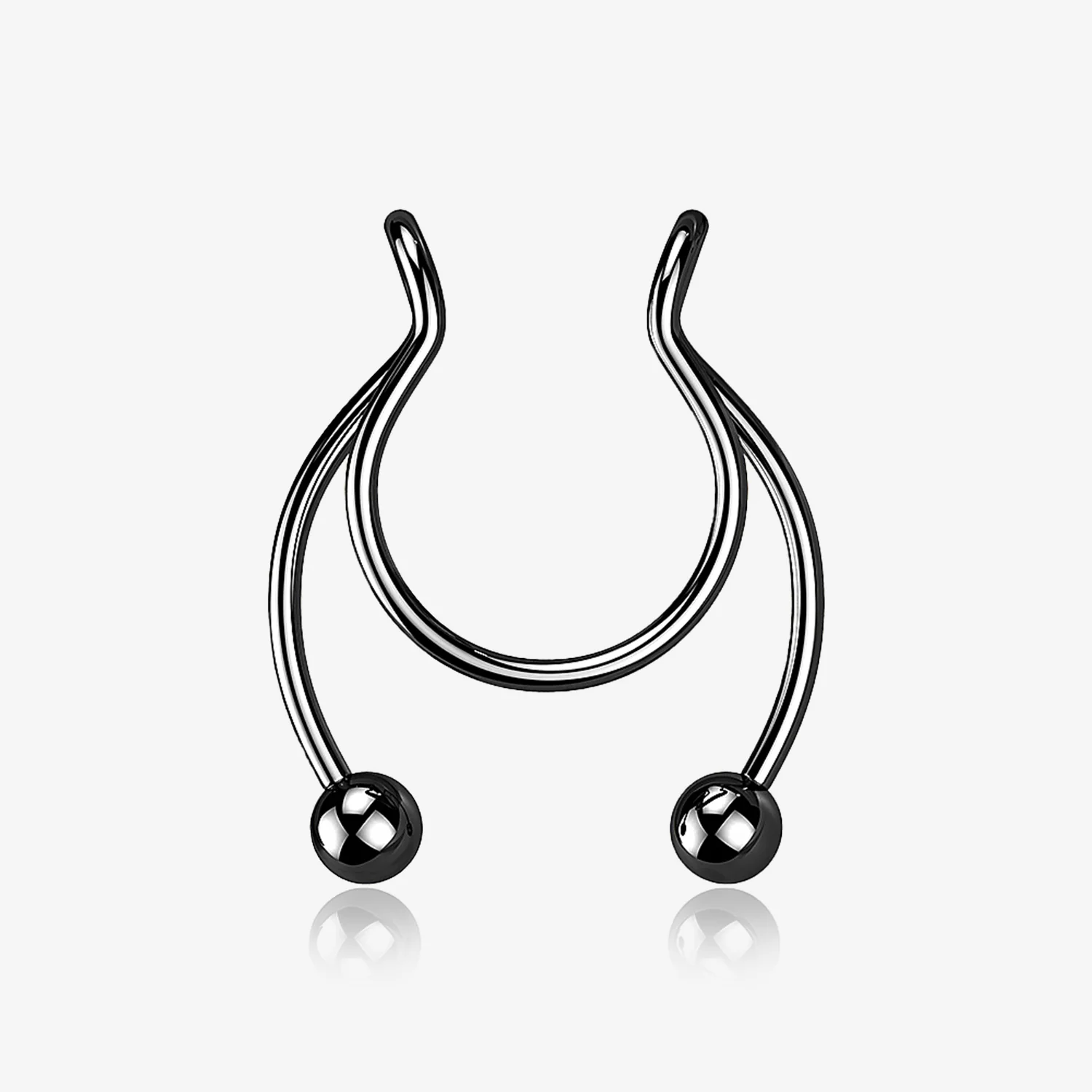 Blackline Clip On Non-Piercing Fake Horseshoe Hoop Ring