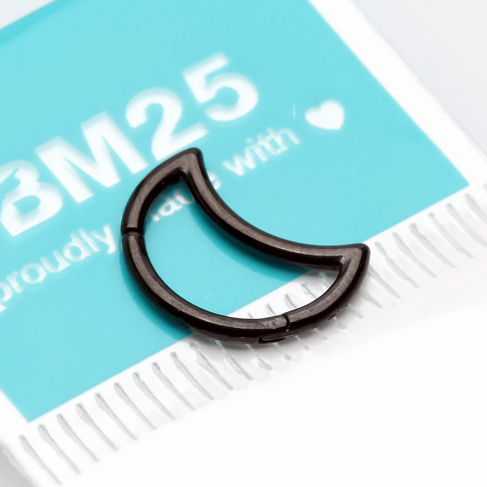 Blackline Crescent Moon Seamless Clicker Hoop Ring - Image 3