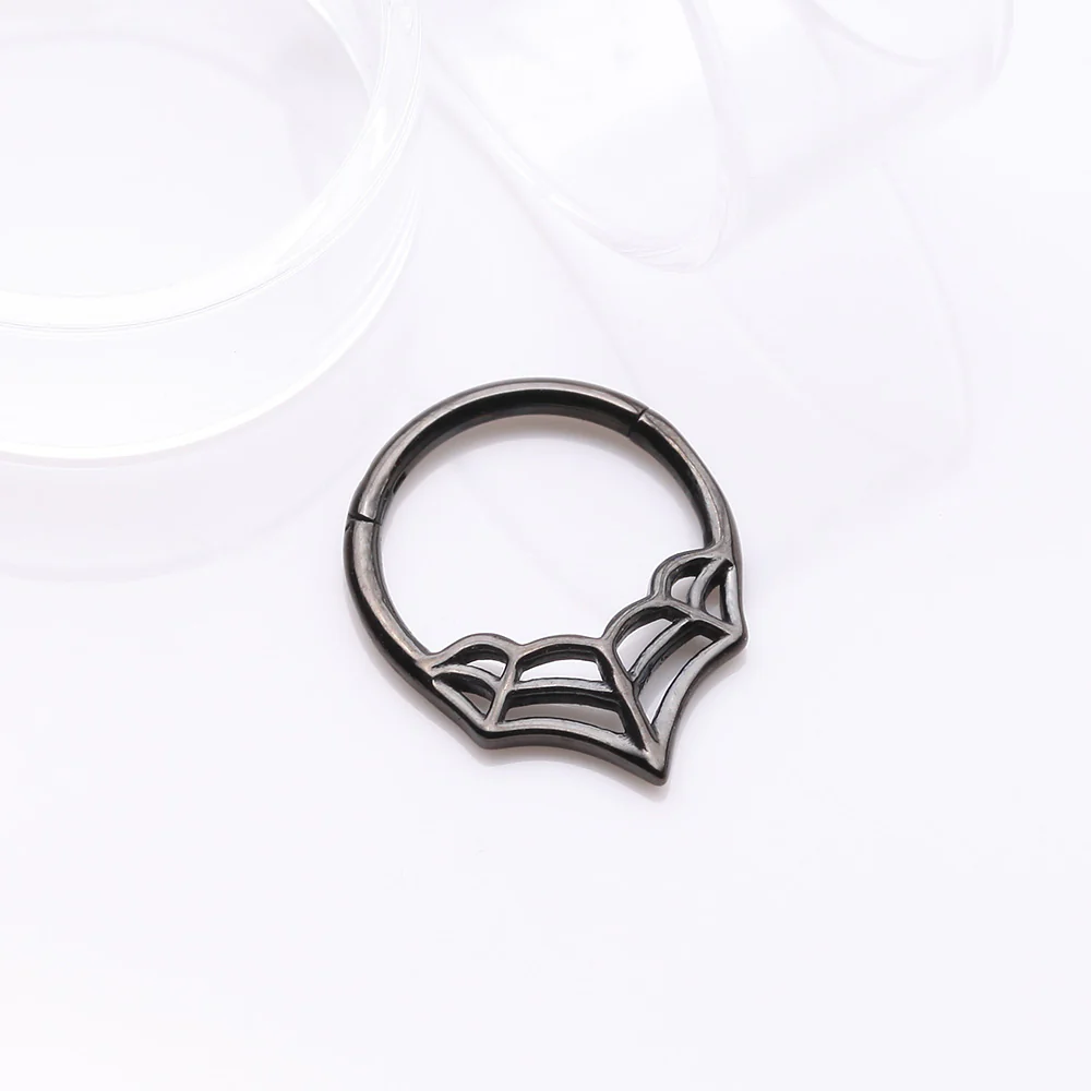 Blackline Eccentric Spider Web Clicker Hoop Ring - Image 3