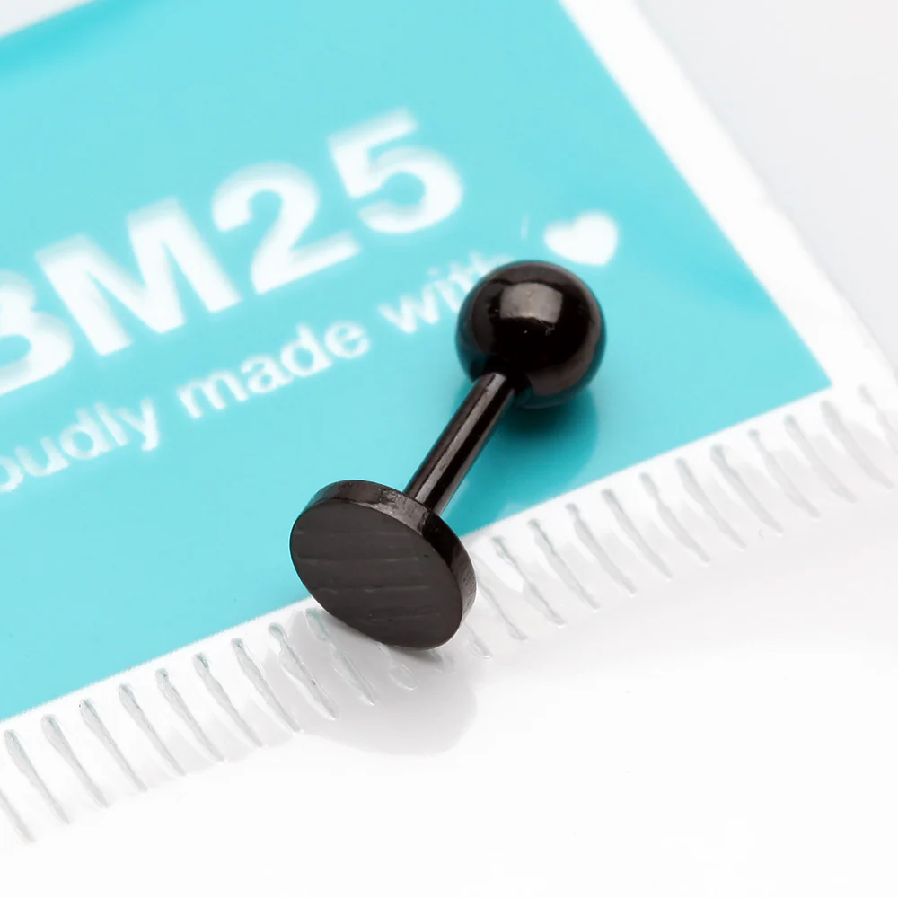 Blackline Flat Circle Top Cartilage Tragus Barbell Earring - Image 3