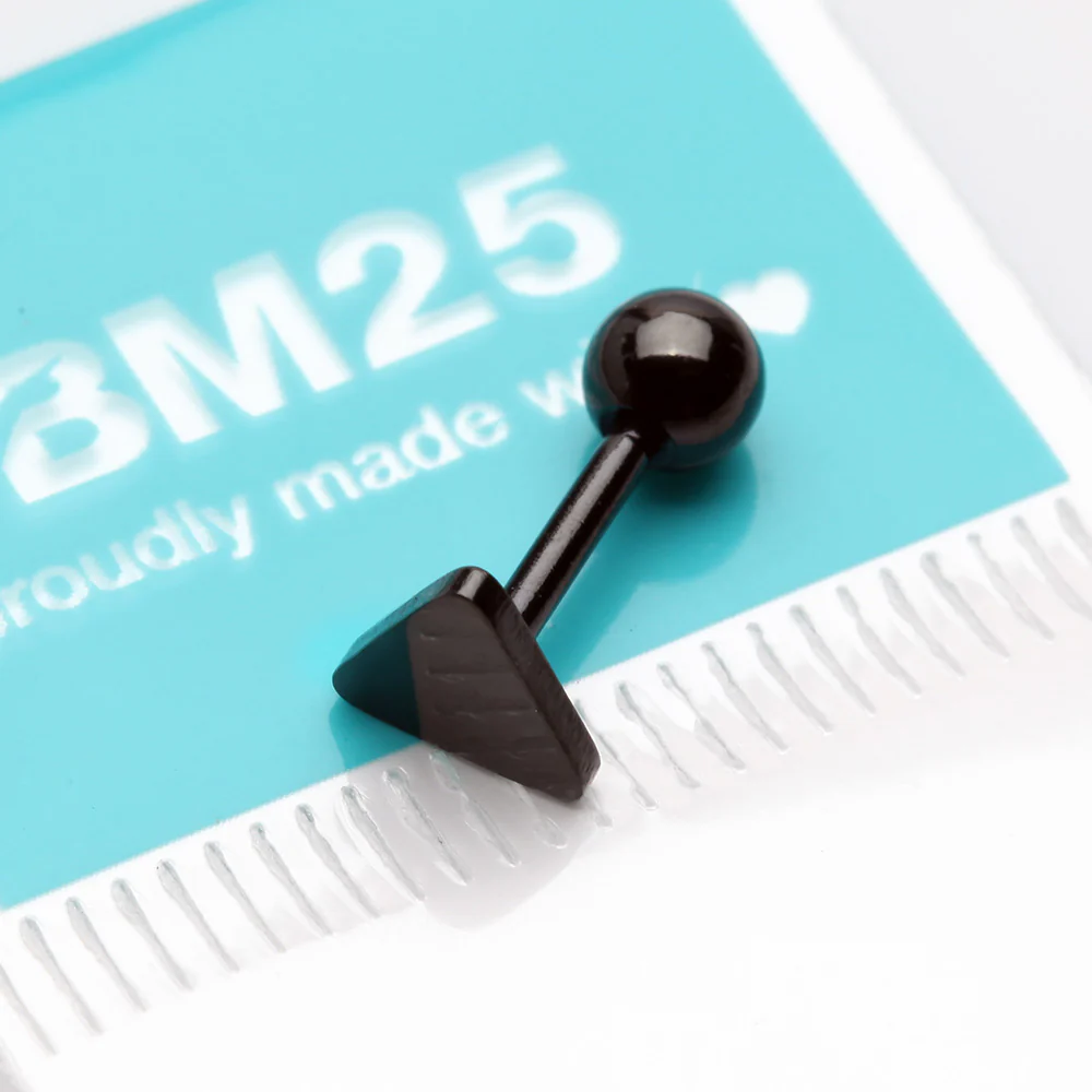 Blackline Flat Triangle Top Cartilage Tragus Barbell Earring - Image 3