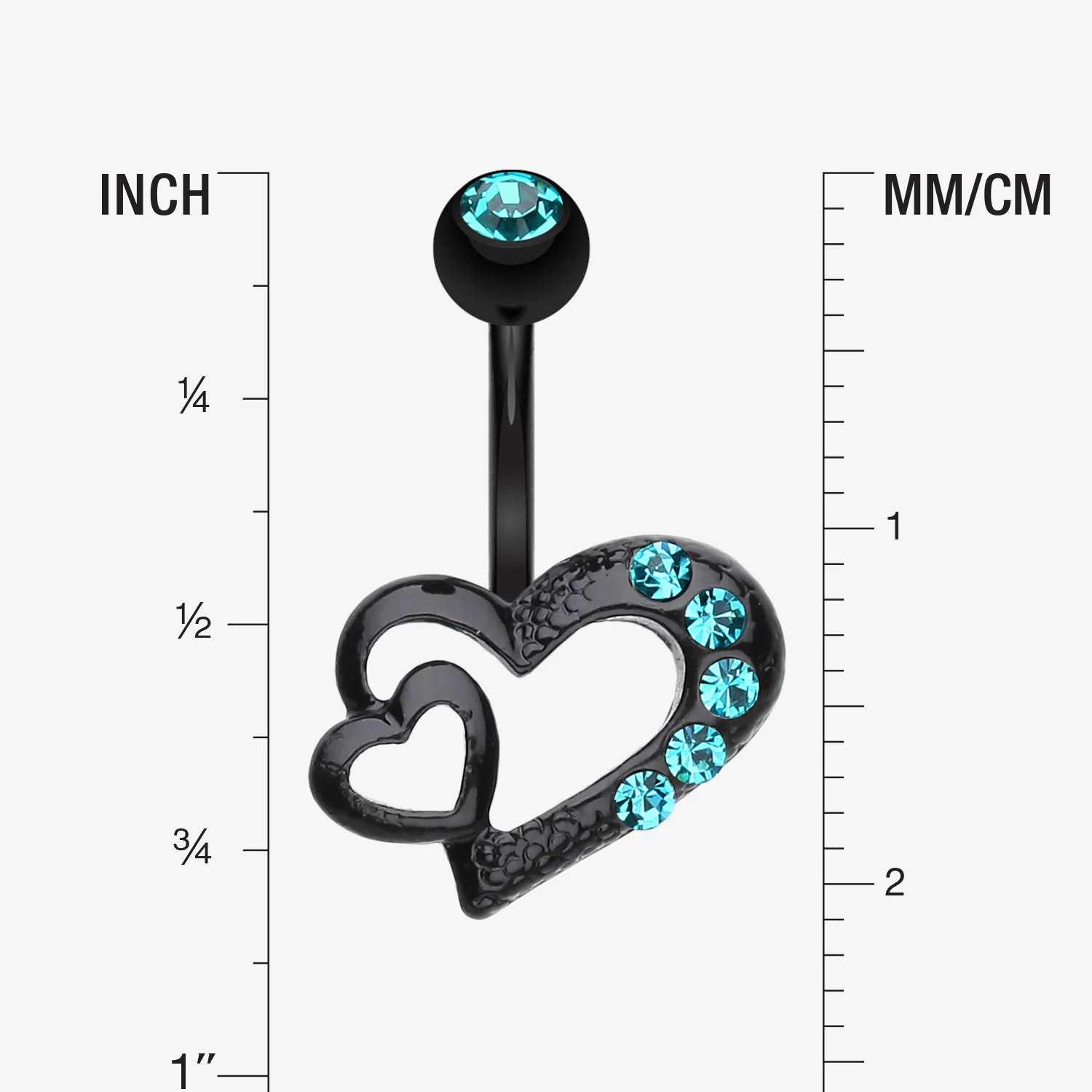 Blackline Heart on Heart Belly Ring - Image 2
