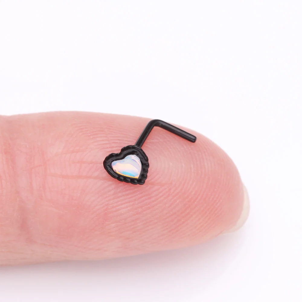 Blackline Iridescent Revo Heart L-Shaped Nose Ring - Image 3