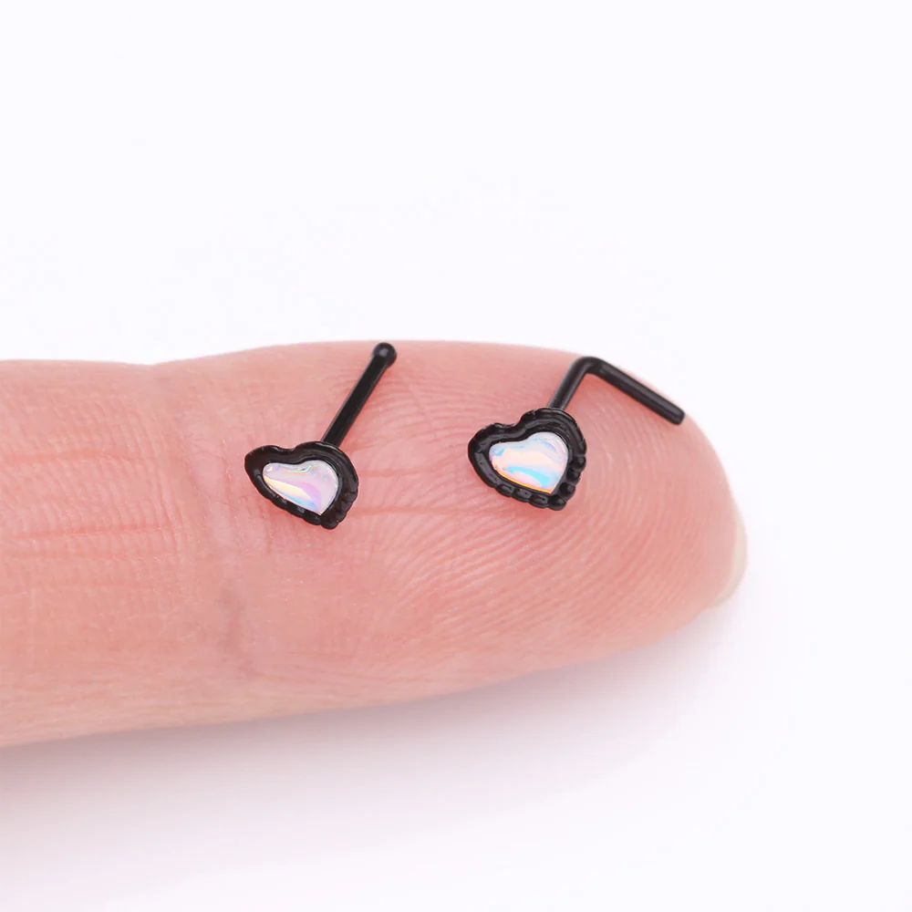 Blackline Iridescent Revo Heart L-Shaped Nose Ring - Image 4