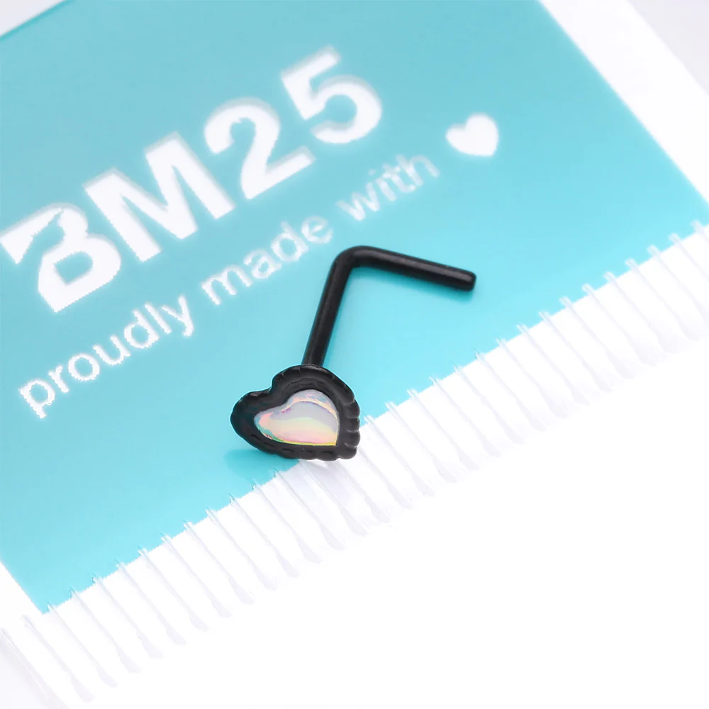 Blackline Iridescent Revo Heart L-Shaped Nose Ring - Image 5