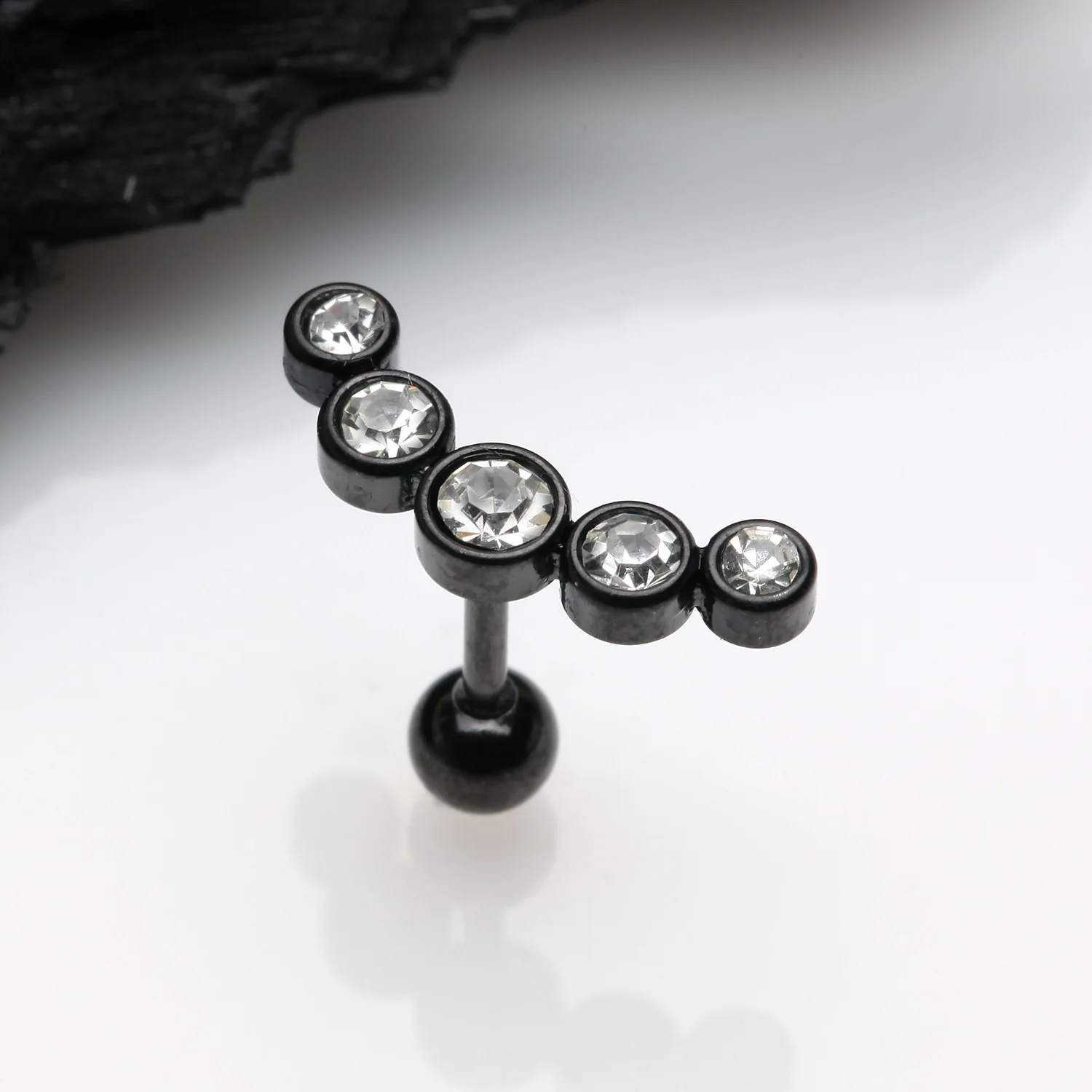 Blackline Journey Sparkle Curve Cartilage Tragus Barbell Earring - Image 2