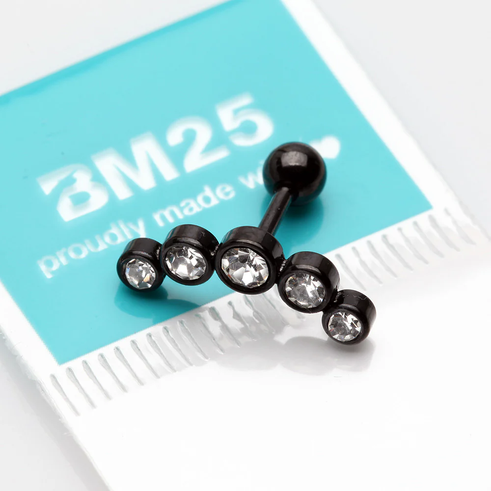 Blackline Journey Sparkle Curve Cartilage Tragus Barbell Earring - Image 3