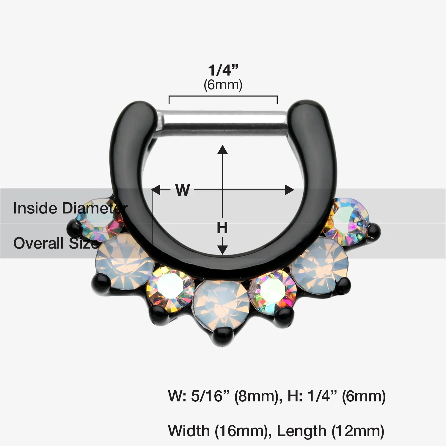 Blackline Opalite Sparkle Deuce Septum Clicker Ring - Image 2