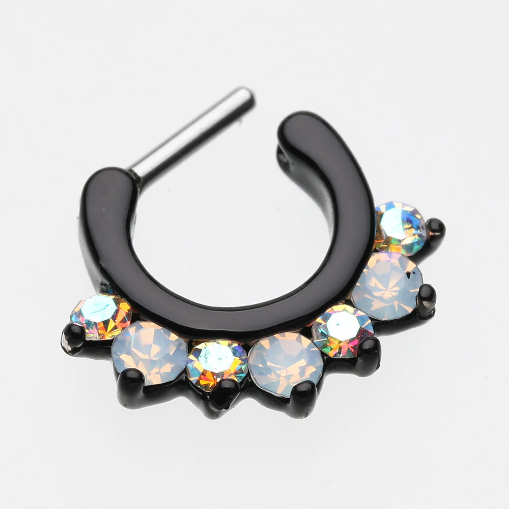 Blackline Opalite Sparkle Deuce Septum Clicker Ring - Image 4