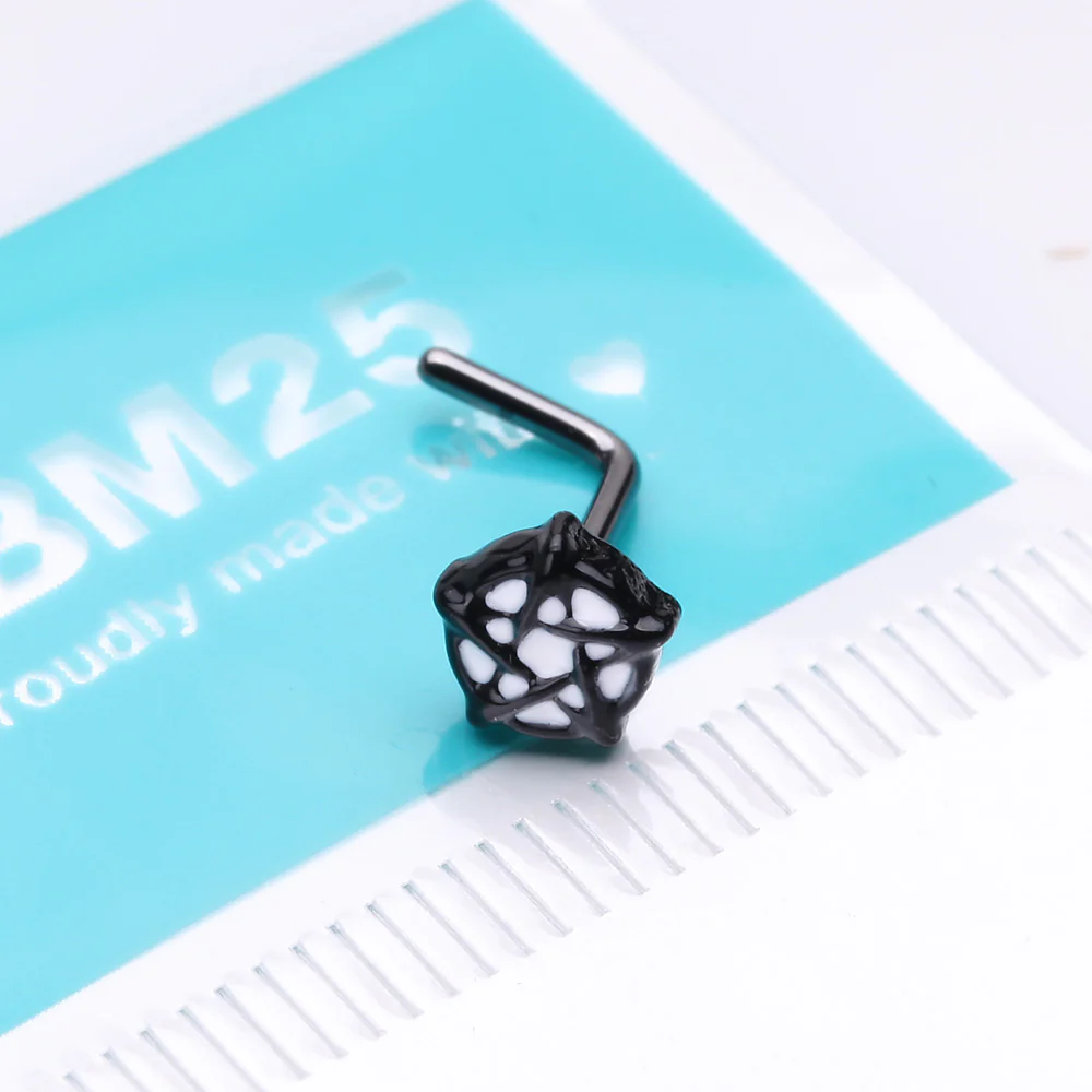 Blackline Petagram Star Gothic L-Shaped Nose Ring - Image 3