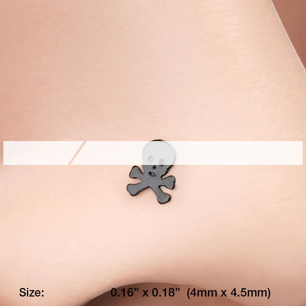 Blackline Pirate Skull L-Shaped Nose Ring - Image 3