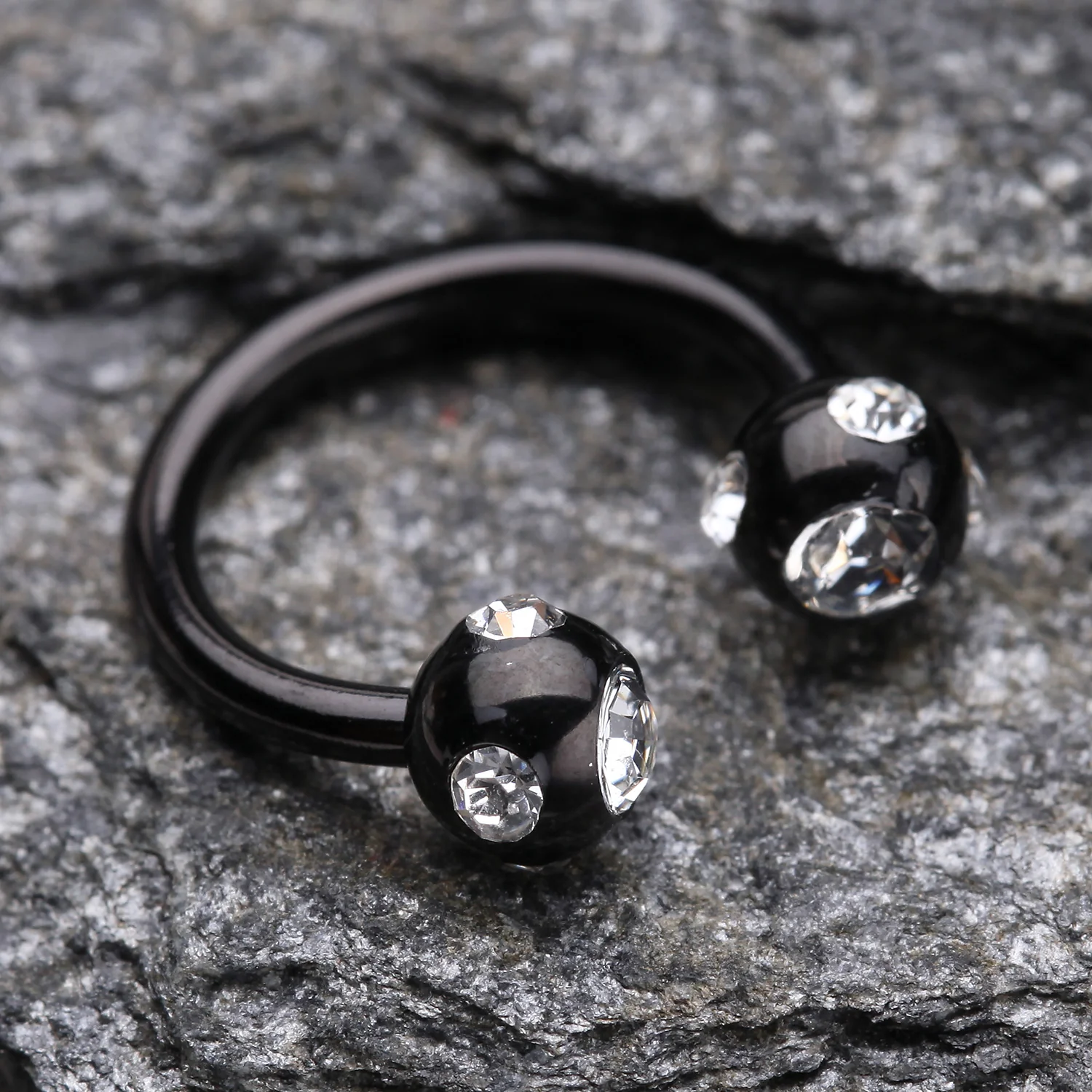 Blackline PVD Aurora Gem Ball Horseshoe Circular Barbell - Image 2