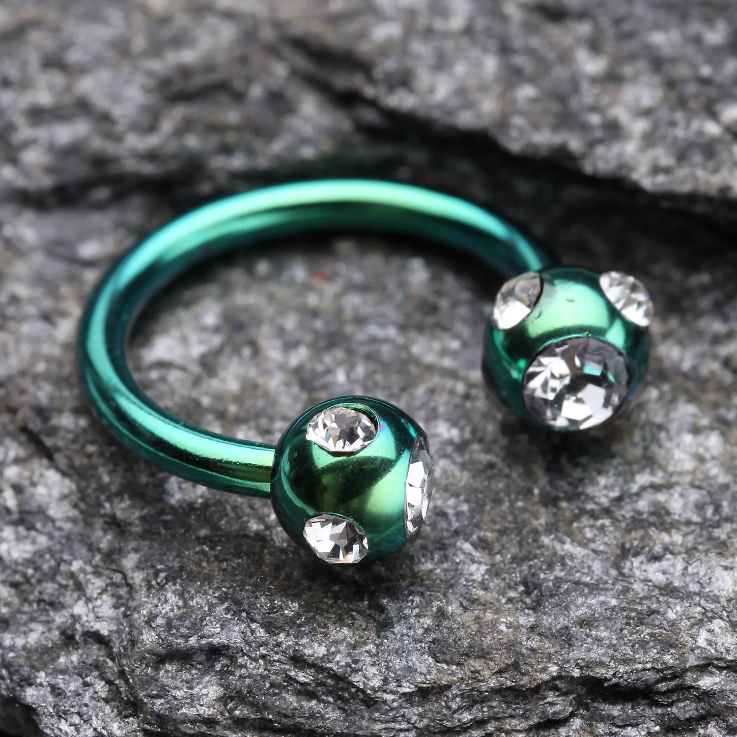 Colorline PVD Aurora Gem Ball Horseshoe Circular Barbell - Image 2