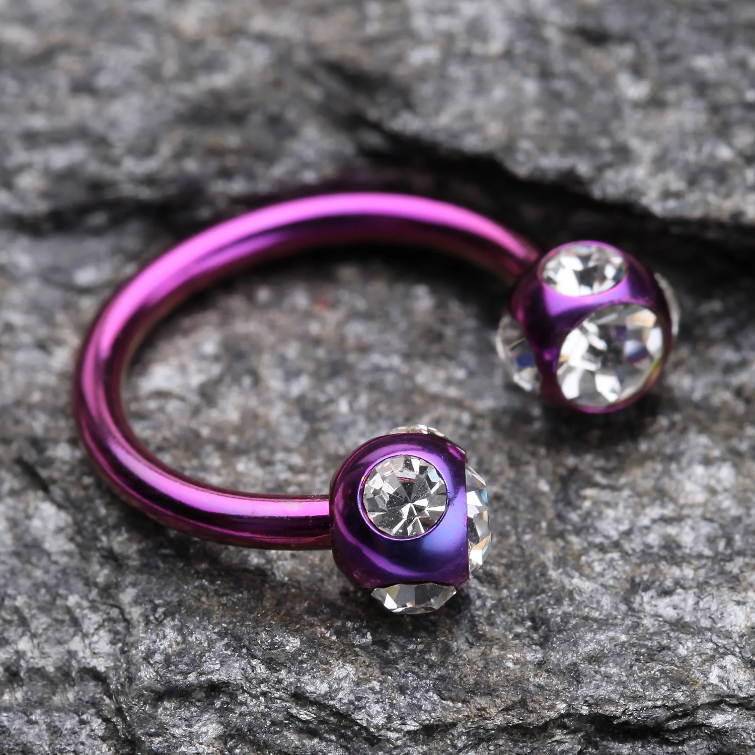 Colorline PVD Aurora Gem Ball Horseshoe Circular Barbell - Image 2