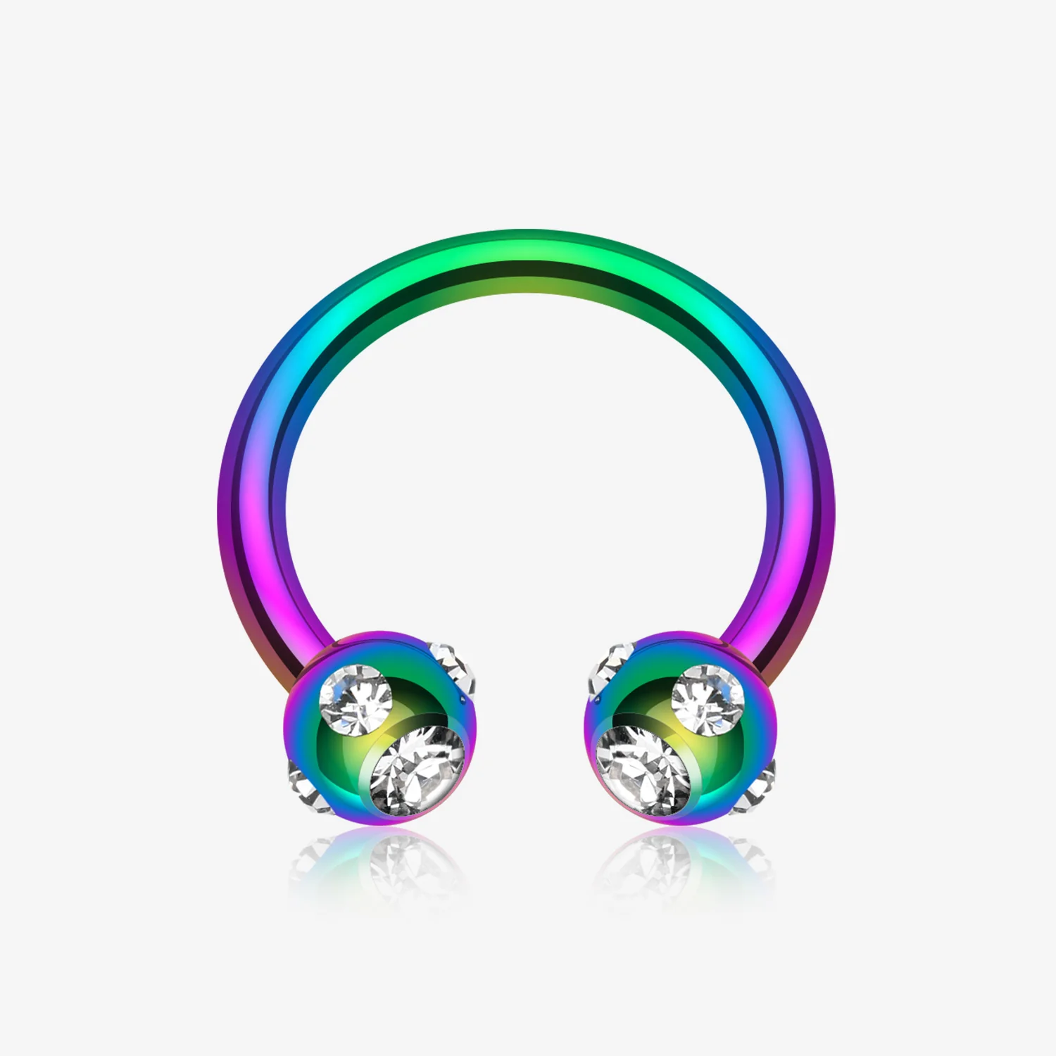 Colorline PVD Aurora Gem Ball Horseshoe Circular Barbell