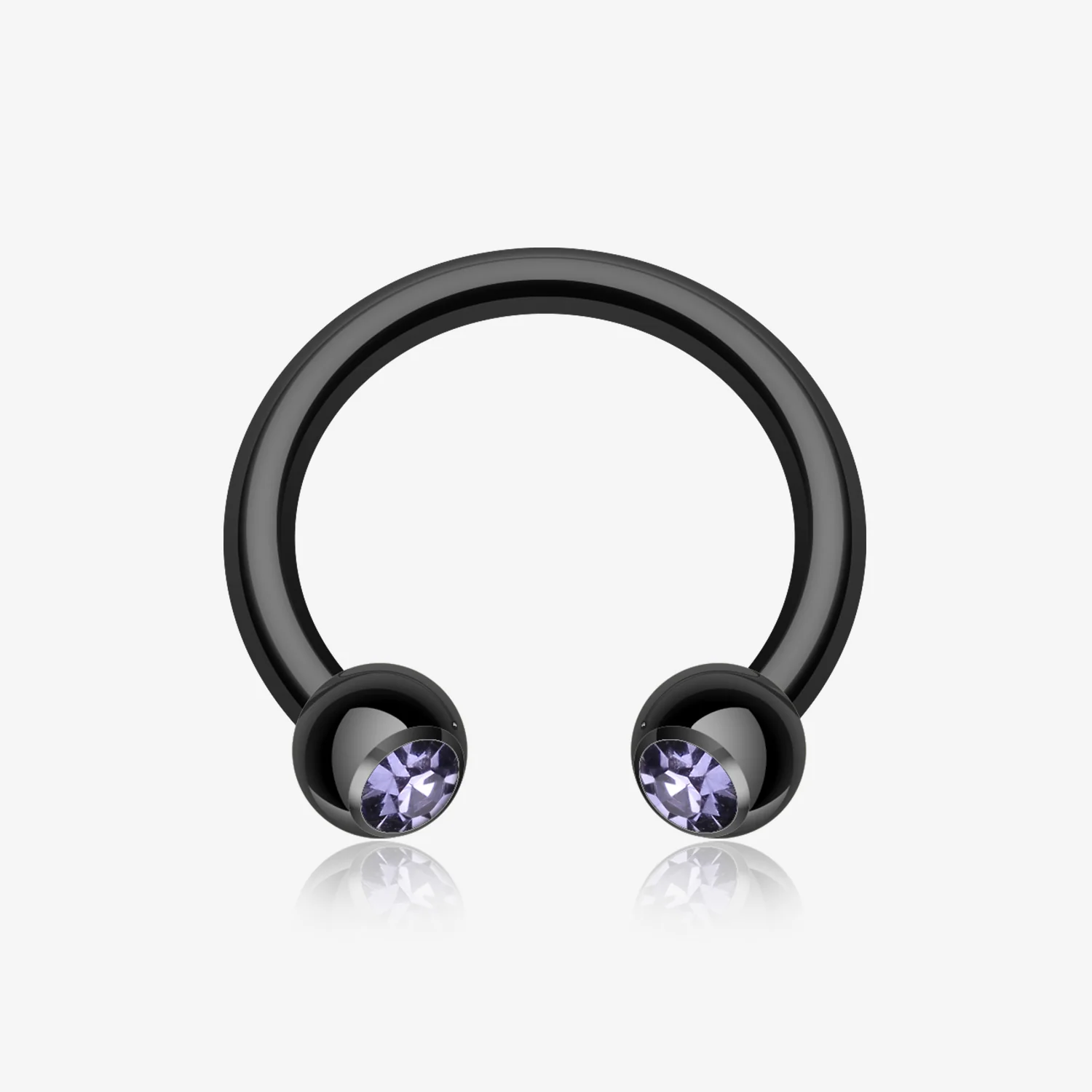 Blackline PVD Gem Ball Horseshoe Circular Barbell