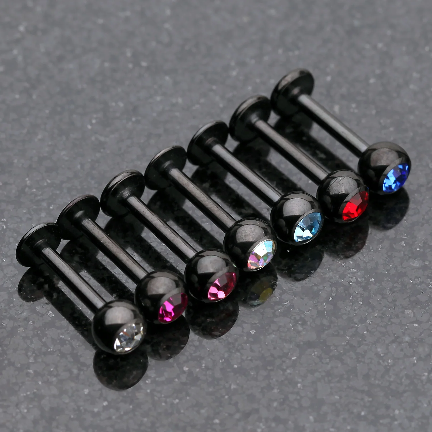 Blackline PVD Gem Ball Steel Labret - Image 2